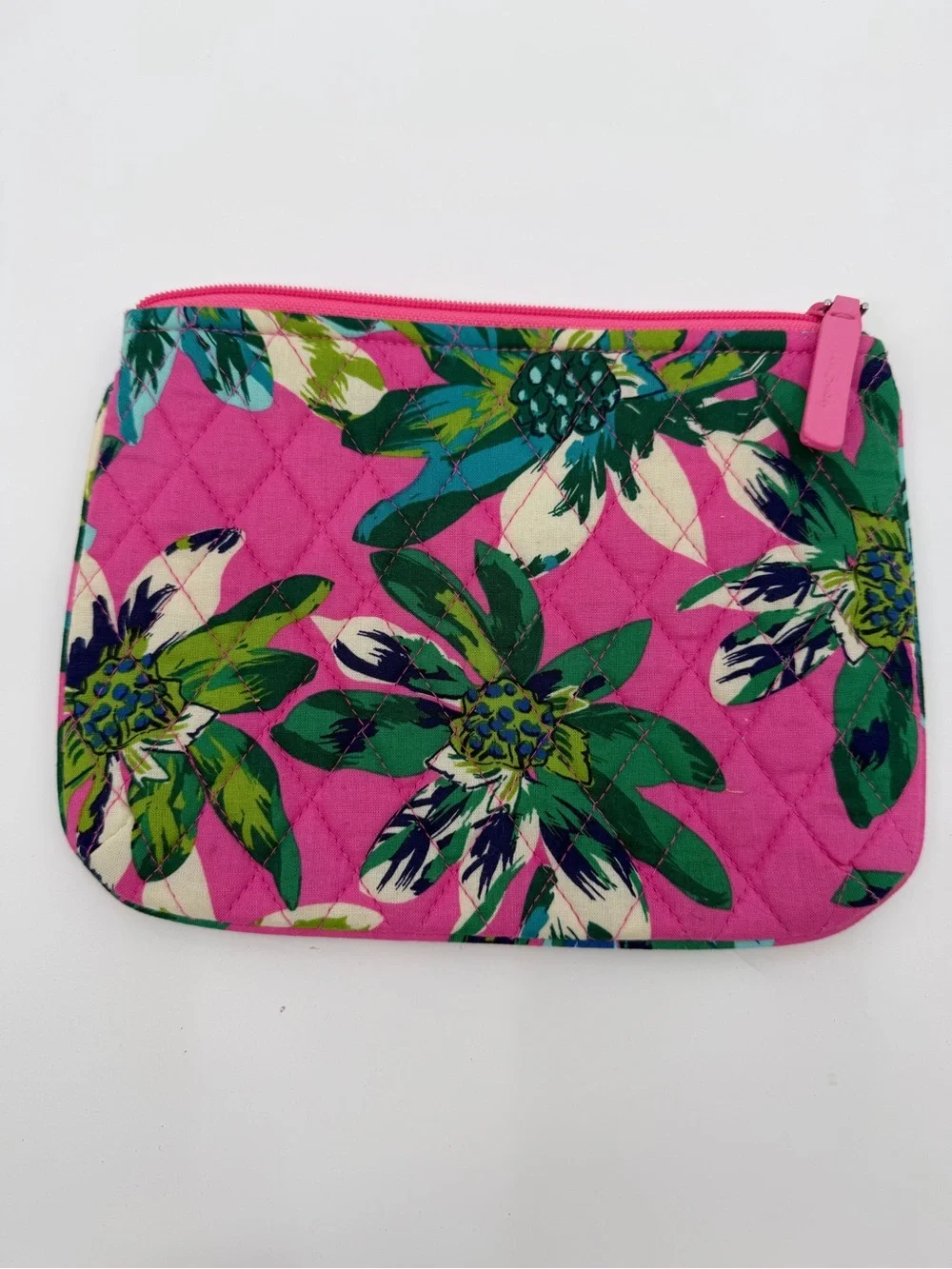 Vera Bradley Quilted Zip Pouch Pink Tropical Floral